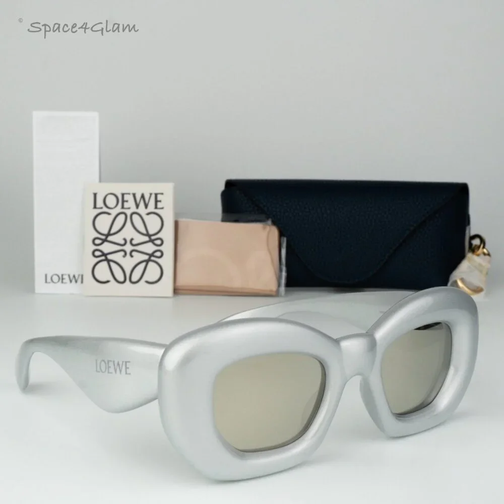 Loewe Men Sunglasses LW40117I 20C Silver Grey Smoke Mirror Cat Eye BRAND NEW